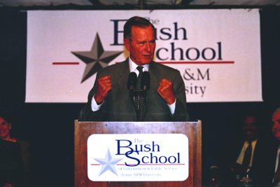 President Bush at the ground breaking of the Bush School