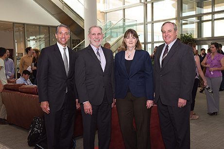L-R: Daron Peschel, Sr. VP, Federal Reserve Bank of Dallas; Michael Young, President of Texas A&M University; Dr. Lori Taylor, Director of the Mosbacher Institute; Mark Welsh, Dean of the Bush School