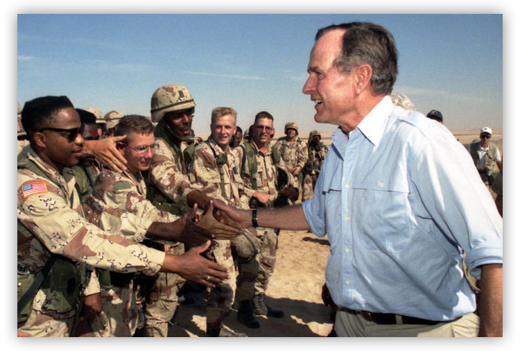 President Bush greets troops