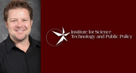 Photo of Bryce Hannibal next to ISTPP logo on maroon background
