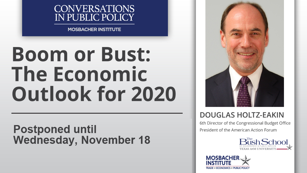 Boom or Bust: The Economic Outlook for 2020 | Postponed until Wednesday, November 18