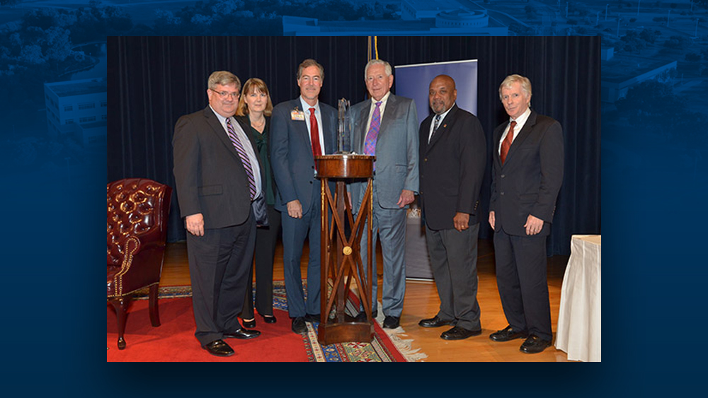 L-R: Warren Finch, Director of the George Bush Presidential Library and Museum; Dr. Lori Taylor, Director of the Mosbacher Institute; Craig Boyan; Drayton McLane, Jr.; Fred McClure, CEO of the George Bush Presidential Library Foundation; and Bush School Dean Ryan Crocker