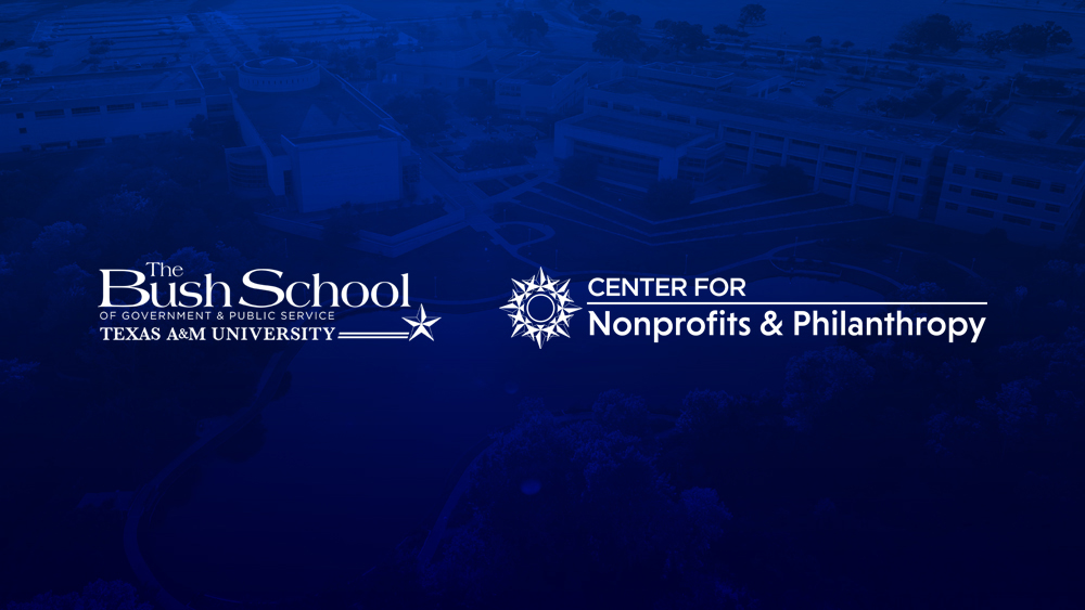 Bush School logo and the Center for Nonprofits & Philanthropy logo
