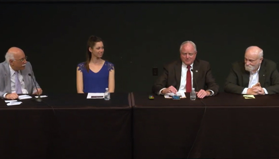 Whats Next? Coronavirus panelist talk on stage