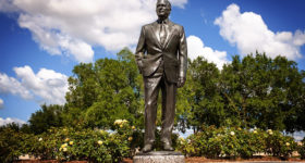 Photo of the George H.W. Bush statue at the Bush School