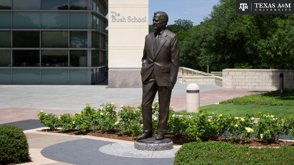 Photo of President Bush Statue - Zoom Background