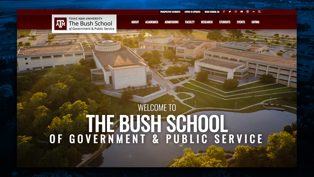 Photo of the new bush.tamu.edu website