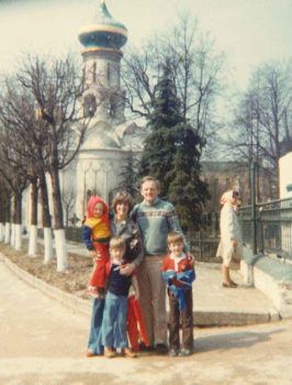 Jim Olson in Moscow with his wife Meredith and their three children – Jeremy, Joshua and Hillary.