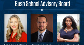 Graphic of three new Bush School Advisory Board Members