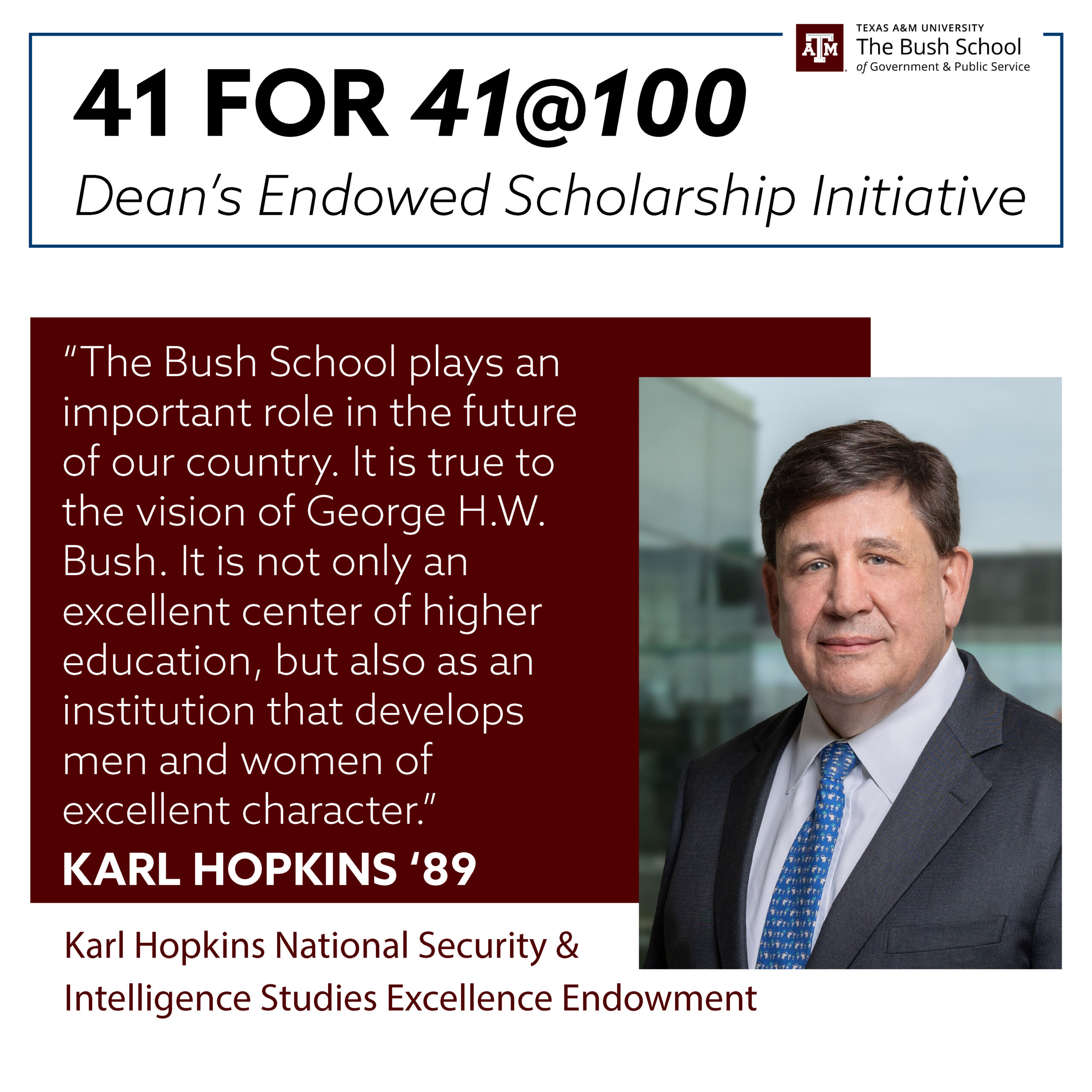 41 for 41@100 Dean's Endowed Scholarship Initiative: Karl Hopkins '89