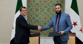 two people shaking hands